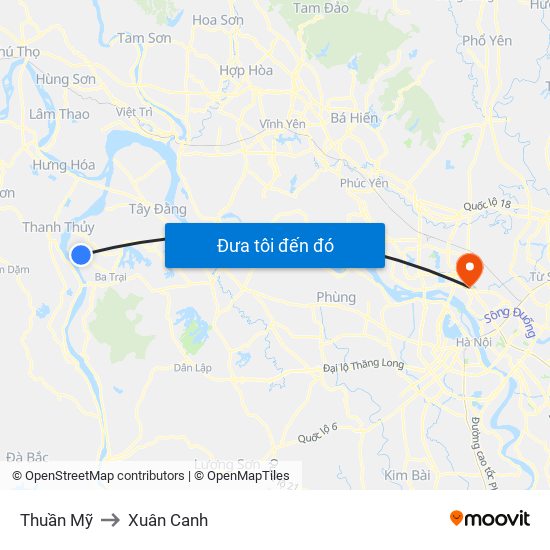 Thuần Mỹ to Xuân Canh map