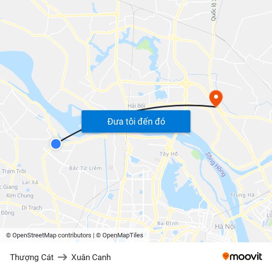 Thượng Cát to Xuân Canh map