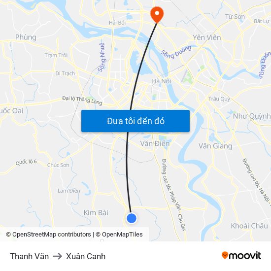 Thanh Văn to Xuân Canh map