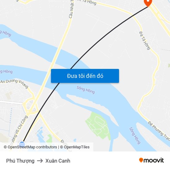 Phú Thượng to Xuân Canh map