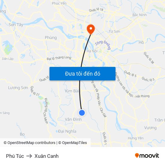 Phú Túc to Xuân Canh map