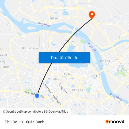 Phú Đô to Xuân Canh map