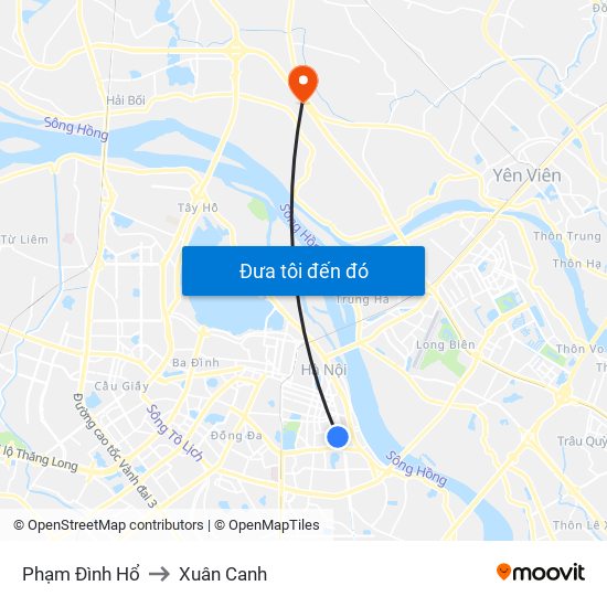 Phạm Đình Hổ to Xuân Canh map