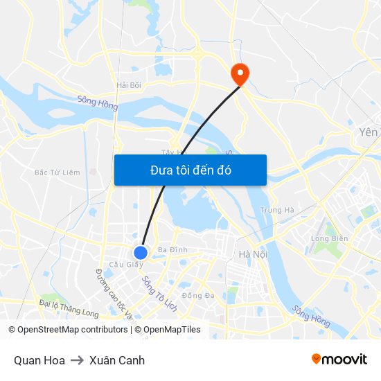 Quan Hoa to Xuân Canh map