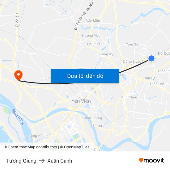 Tương Giang to Xuân Canh map