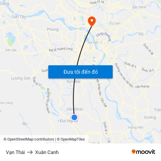Vạn Thái to Xuân Canh map