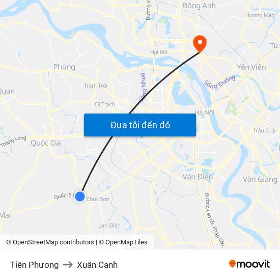 Tiên Phương to Xuân Canh map