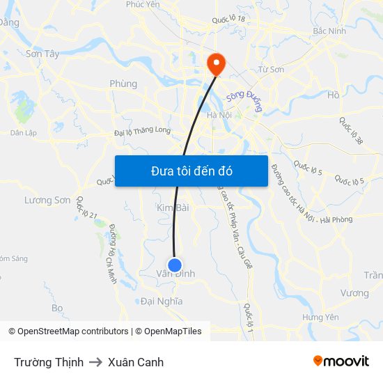 Trường Thịnh to Xuân Canh map