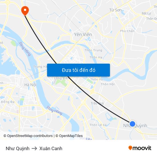 Như Quỳnh to Xuân Canh map