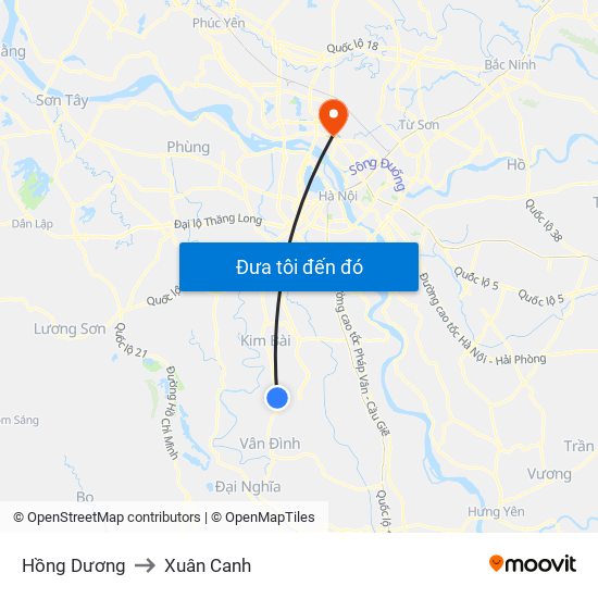 Hồng Dương to Xuân Canh map