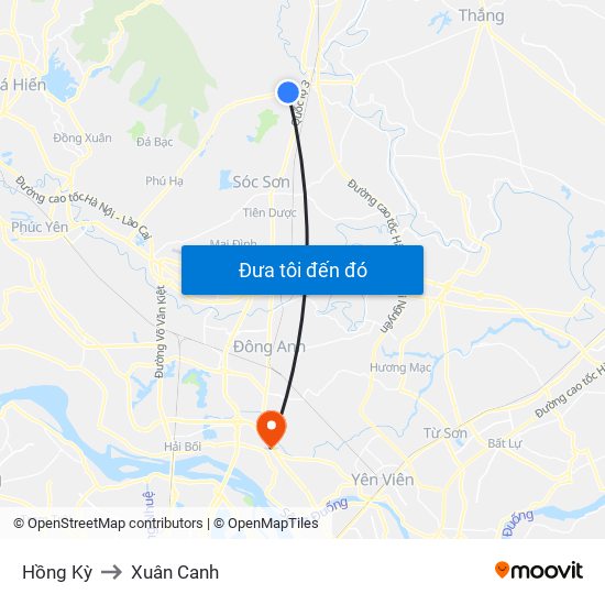 Hồng Kỳ to Xuân Canh map