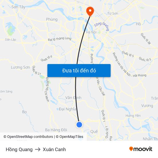 Hồng Quang to Xuân Canh map