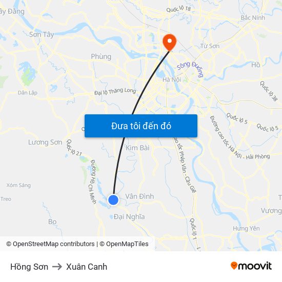 Hồng Sơn to Xuân Canh map