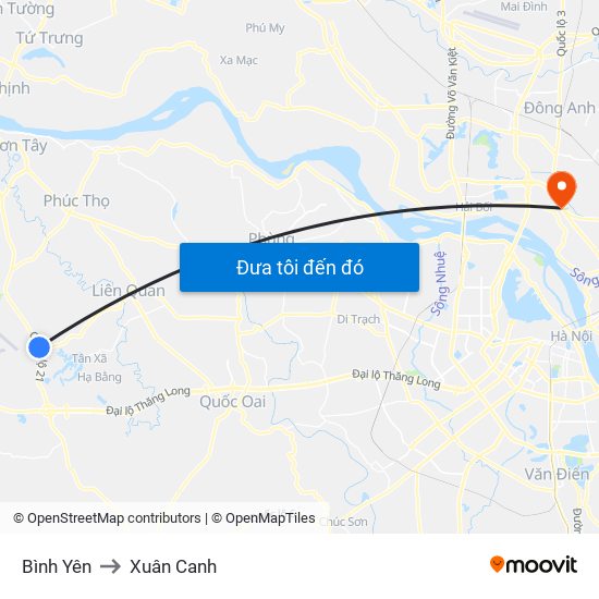 Bình Yên to Xuân Canh map