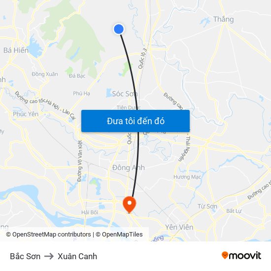 Bắc Sơn to Xuân Canh map