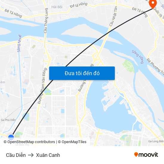 Cầu Diễn to Xuân Canh map