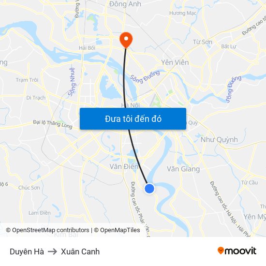 Duyên Hà to Xuân Canh map