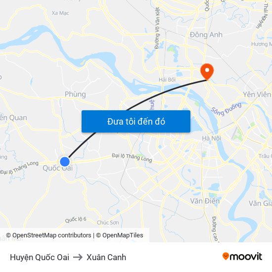 Huyện Quốc Oai to Xuân Canh map