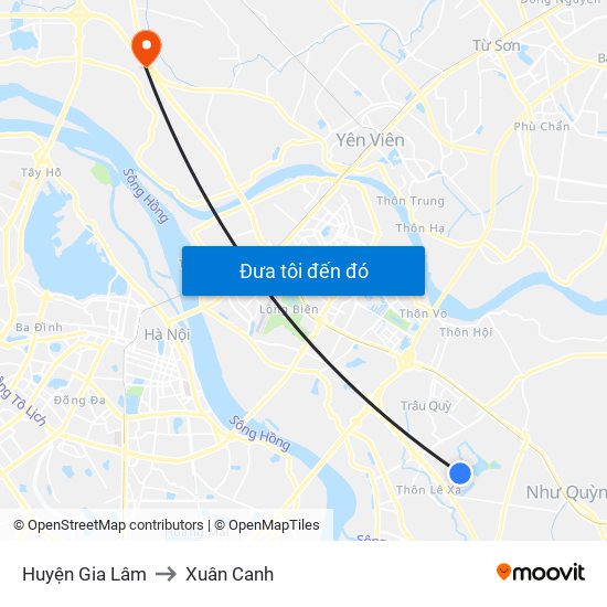 Huyện Gia Lâm to Xuân Canh map