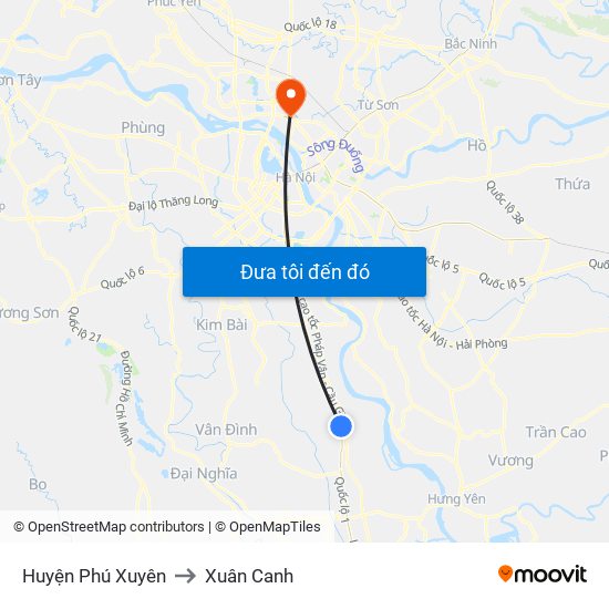 Huyện Phú Xuyên to Xuân Canh map