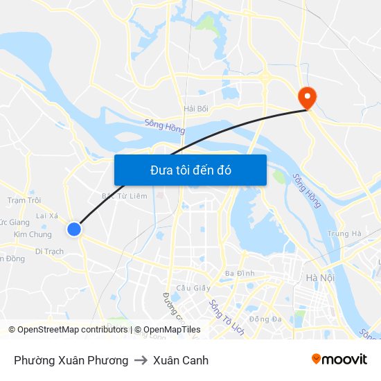 Phường Xuân Phương to Xuân Canh map
