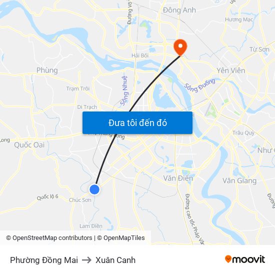 Phường Đồng Mai to Xuân Canh map