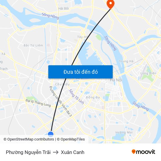 Phường Nguyễn Trãi to Xuân Canh map