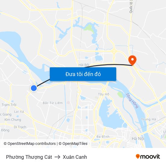 Phường Thượng Cát to Xuân Canh map