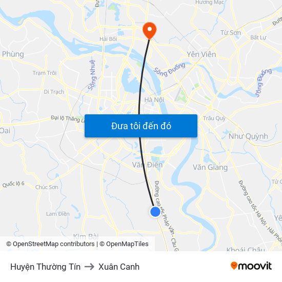 Huyện Thường Tín to Xuân Canh map