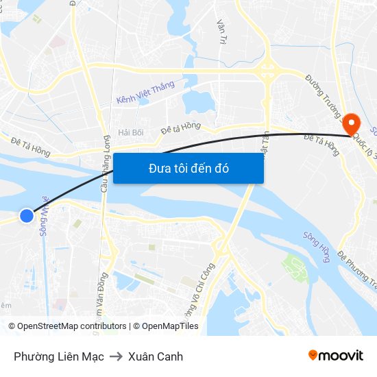 Phường Liên Mạc to Xuân Canh map