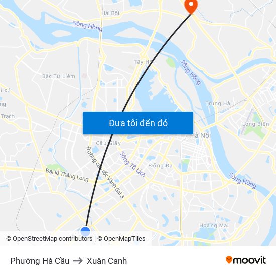 Phường Hà Cầu to Xuân Canh map