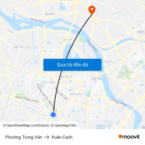 Phường Trung Văn to Xuân Canh map