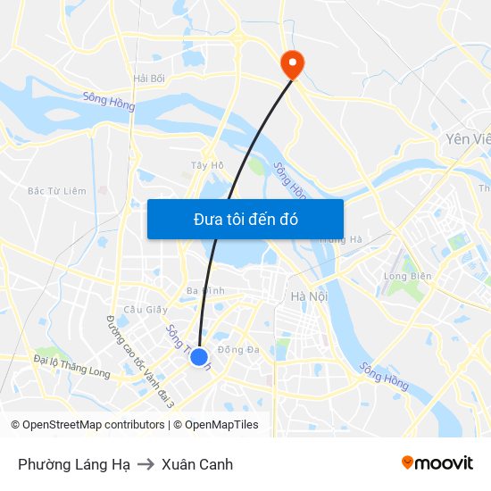 Phường Láng Hạ to Xuân Canh map
