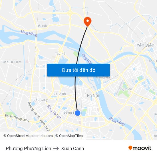 Phường Phương Liên to Xuân Canh map