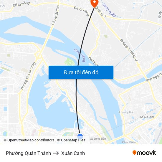 Phường Quán Thánh to Xuân Canh map