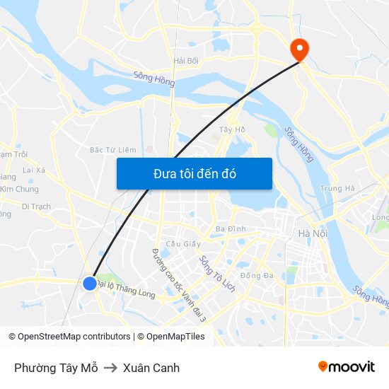 Phường Tây Mỗ to Xuân Canh map