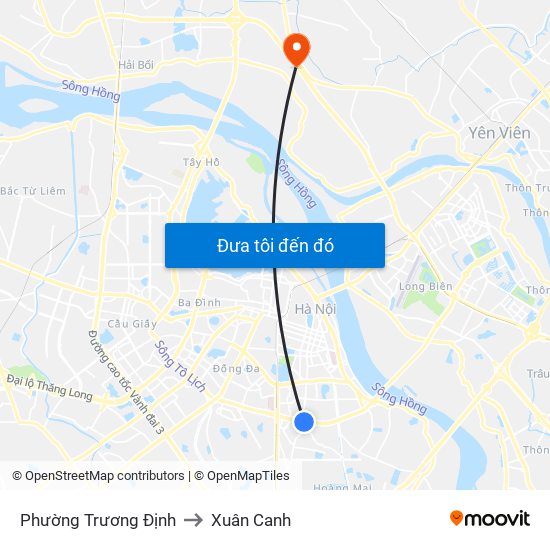 Phường Trương Định to Xuân Canh map