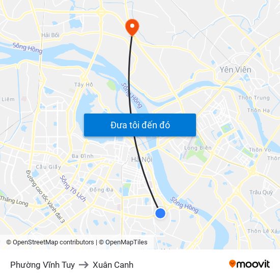 Phường Vĩnh Tuy to Xuân Canh map