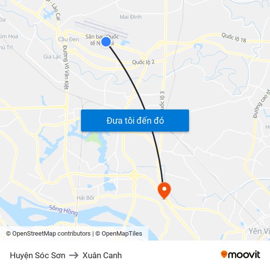 Huyện Sóc Sơn to Xuân Canh map