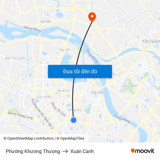 Phường Khương Thượng to Xuân Canh map