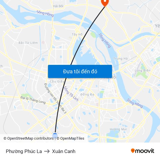Phường Phúc La to Xuân Canh map
