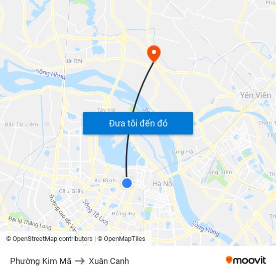 Phường Kim Mã to Xuân Canh map
