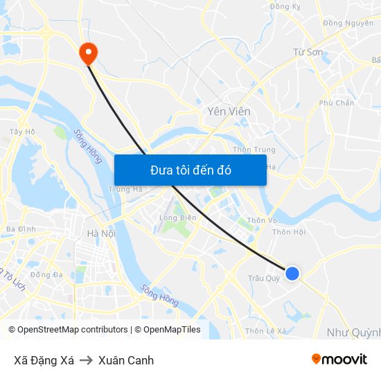 Xã Đặng Xá to Xuân Canh map