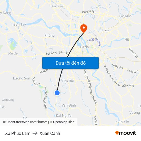 Xã Phúc Lâm to Xuân Canh map