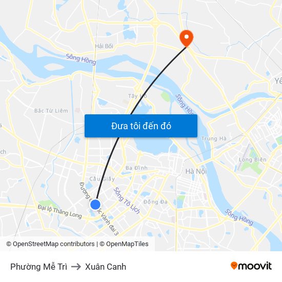 Phường Mễ Trì to Xuân Canh map