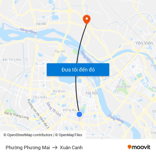 Phường Phương Mai to Xuân Canh map