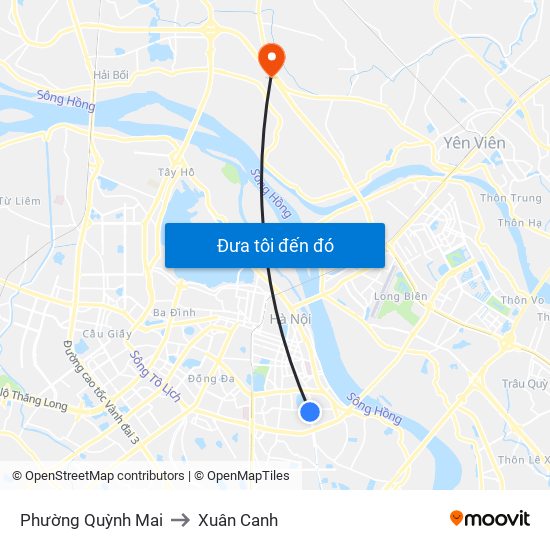 Phường Quỳnh Mai to Xuân Canh map