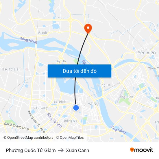 Phường Quốc Tử Giám to Xuân Canh map