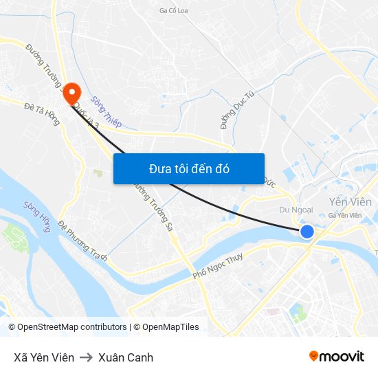 Xã Yên Viên to Xuân Canh map