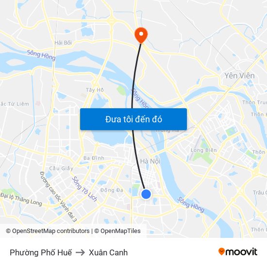 Phường Phố Huế to Xuân Canh map